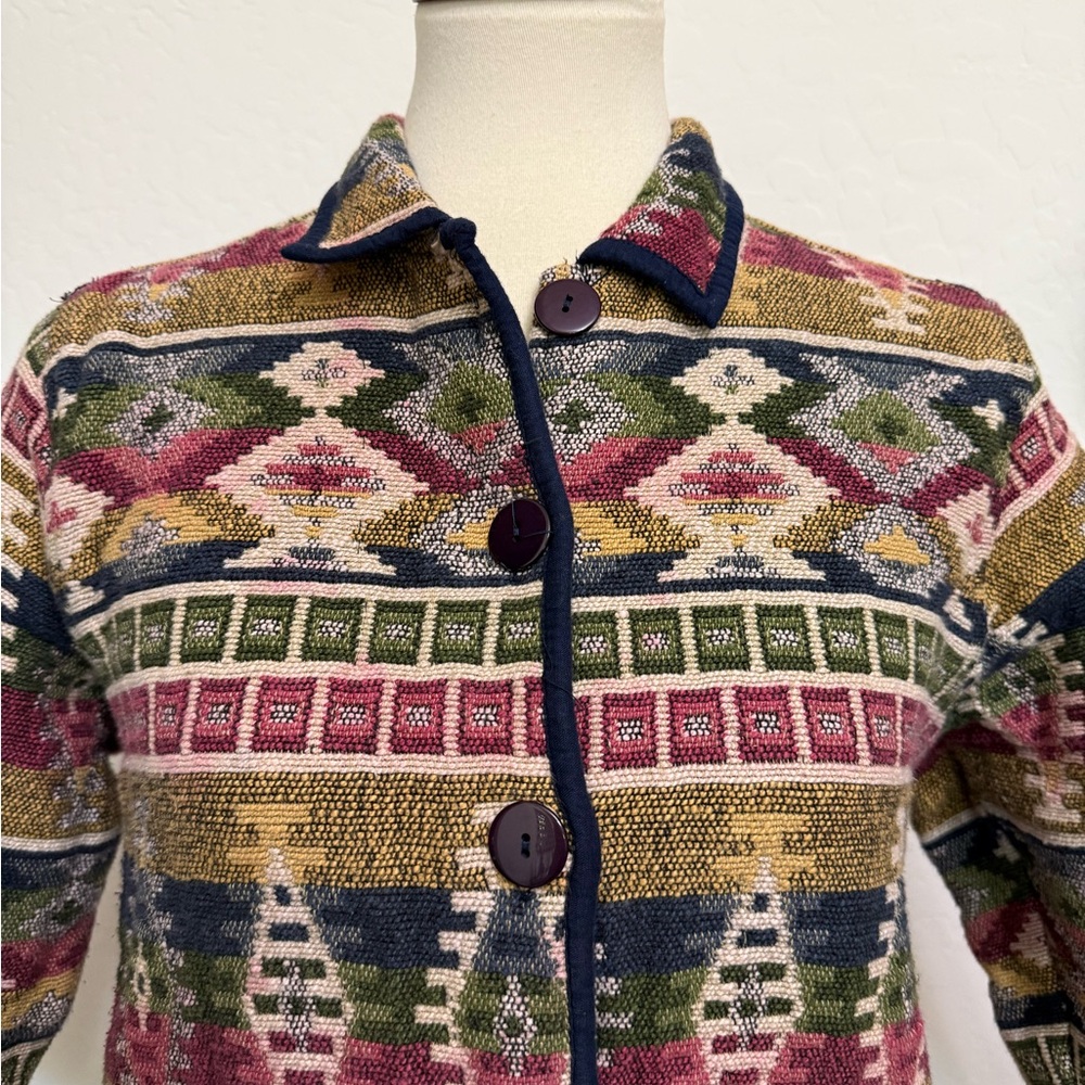 Vintage Jane Ashley Southwestern Aztec Tapestry Jacket - Picture 4 of 15